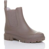 AJVANI Women's Low Heel Chelsea Ankle Boots Wellingtons Wellies in Taupe | Size: 5