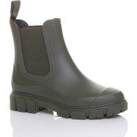 AJVANI Women's Low Heel Chelsea Ankle Boots Wellingtons Wellies in Khaki | Size: 8