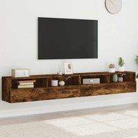 Berkfield Home TV Wall Cabinets 2 pcs Smoked Oak 100x30x30 cm Engineered Wood in Brown | Size: 100 x 30 x 30 cm