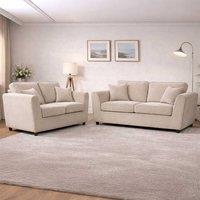 Furnishings For Less UK Ascot 3 + 2 Seater Sofa Set Chenille Fabric Beige