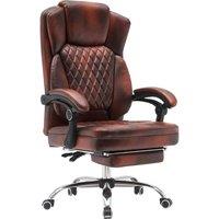 FURNITURE ONE PVC Leather Effect Gaming Chair, Gas Lift Swivel High Back Ergonomic Chair with Footrest & Lumbar Support in Brown | Size: 1 Pack