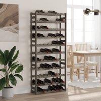 Berkfield Home Wine Rack for 77 Bottles Grey Solid Wood Pine
