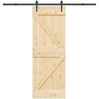 Berkfield Home Sliding Door with Hardware Set 70x210 cm Solid Wood Pine in Brown
