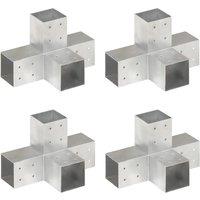 Berkfield Home Post Connectors 4 pcs X Shape Galvanised Metal 81x81 mm in Silver