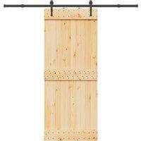 Berkfield Home Sliding Door with Hardware Set 85x210 cm Solid Wood Pine in Brown