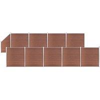 Berkfield Home WPC Fence Set 9 Square + 1 Slanted 1657x186 cm Brown