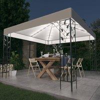 Berkfield Home Gazebo with LED String Lights 3x3 m White