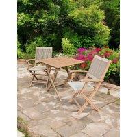Royalcraft LONDON 70cm Square Folding Bistro Set with 2 London Rope Folding Armchairs in Natural