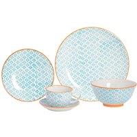 Nicola Spring 30 Piece Hand-Printed Dinner Set in Blue
