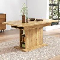 Matteo Extendable Dining Table with Storage - Modern Rectangular Oak Finish in Brown