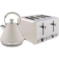 Tower Kettle & 4 Slice Toaster, Cavaletto, Latte with Chrome in Light Brown