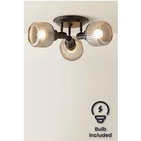 ValueLights Calpe 3 Way Glass Shade Adjustable Spotlight Ceiling Light with Bulbs in Black