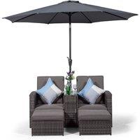 Thats Furniture Giardino Nevada Double Reclining Rattan Sun Loungers Set in Grey