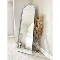 Downton Interiors Stunning Silver Arched Metal Frame Wall or Floor Standing Dressing Mirror 145cm x 45cm - Soho Collection | Size: XL