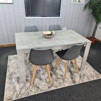 KOSY KOALA Kitchen Dining Table With 4 Chairs, Wooden table & Padded Chairs in Grey | Size: 140 cm x 80 cm