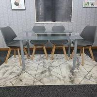 KOSY KOALA Modern Dining Table Set with 4 Grey Chairs Dining Room Furniture