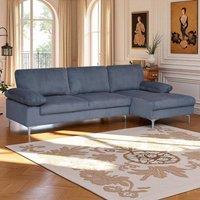 SquareBoxx Venosa Jumbo Cord Sectional Corner Right Sofa in Grey