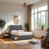 Knight Sleep York Princess Sprung Divan Bed with 4 Drawers & Headboard Plush in Silver | Size: Super King