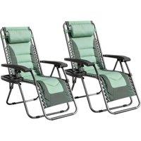 MCC Direct Set of 2 Zero Gravity Reclining Padded Garden Chair Sun Lounger Recliner Oxford in Green