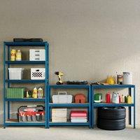 Home Discount Home Vida 5 Tier Heavy Duty Garage Shelves & Work Benches, Set of 2 in Blue | Size: 1500mm x 700mm
