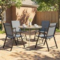 OUTSUNNY Folding Garden Chairs Set of 4 with High Back, Armrests, Light Grey