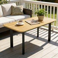 OUTSUNNY Outdoor Coffee Table, Garden Table with Slatted WPC Top, Brown