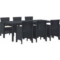 Berkfield Home 7 Piece Garden Dining Set with Cushions Anthracite Poly Rattan