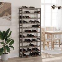 Berkfield Home Wine Rack for 77 Bottles Grey Solid Wood Pine
