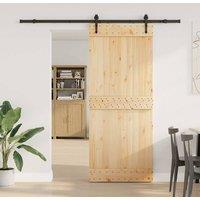 Berkfield Home Sliding Door with Hardware Set 85x210 cm Solid Wood Pine in Light Brown