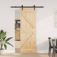 Berkfield Home Sliding Door with Hardware Set 70x210 cm Solid Wood Pine in Light Brown