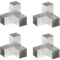 Berkfield Home Post Connectors 4 pcs Y Shape Galvanised Metal 81x81 mm in Silver