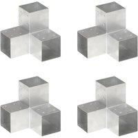 Berkfield Home Post Connectors 4 pcs Y Shape Galvanised Metal 101x101 mm in Silver