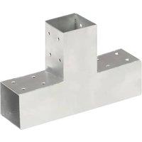 Berkfield Home Post Connectors 4 pcs T Shape Galvanised Metal 71x71 mm in Silver