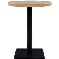 Berkfield Home Elegant Bistro Table MDF & Steel Round 60x75 cm Oak Colour in Beige