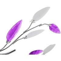 Berkfield Home Purple&White Ceiling Lamp Acrylic Crystal Leaf Arms for 5 E14 Bulbs