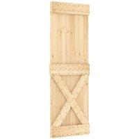 Berkfield Home Sliding Door with Hardware Set 70x210 cm Solid Wood Pine in Light Brown
