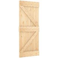 Berkfield Home Sliding Door with Hardware Set 85x210 cm Solid Wood Pine in Light Brown