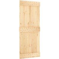 Berkfield Home Sliding Door with Hardware Set 85x210 cm Solid Wood Pine in Natural