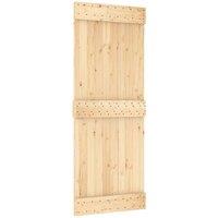 Berkfield Home Sliding Door with Hardware Set 85x210 cm Solid Wood Pine in Light Brown
