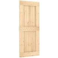 Berkfield Home Sliding Door with Hardware Set 85x210 cm Solid Wood Pine in Light Tan