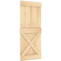 Berkfield Home Sliding Door with Hardware Set 85x210 cm Solid Wood Pine in Light Tan