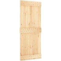 Berkfield Home Sliding Door with Hardware Set 85x210 cm Solid Wood Pine in Light Tan