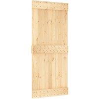 Berkfield Home Sliding Door with Hardware Set 90x210 cm Solid Wood Pine in Brown