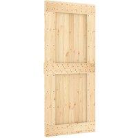 Berkfield Home Sliding Door with Hardware Set 90x210 cm Solid Wood Pine in Natural