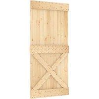 Berkfield Home Sliding Door with Hardware Set 95x210 cm Solid Wood Pine in Natural