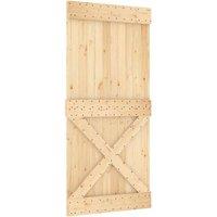 Berkfield Home Sliding Door with Hardware Set 95x210 cm Solid Wood Pine in Brown