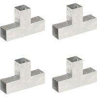 Berkfield Home Post Connectors 4 pcs T Shape Galvanised Metal 71x71 mm in Silver