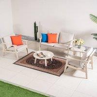 Direct Wicker Outdoor Wooden Loveseat Sofa Set, Naturally Sanded in Cream | Size: 4 Pack
