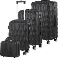 Lishetimig 4-Piece ABS Hard Shell Luggage Set in Black