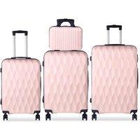 Lishetimig 4-Piece ABS Hard Shell Luggage Set in Pink